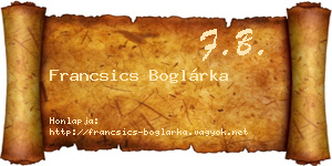 Francsics Boglárka névjegykártya